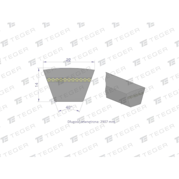 Pas klinowy Hard-Belt (T-603337.0) AP1000662 do CLAAS 603337.0 TEGER-20376