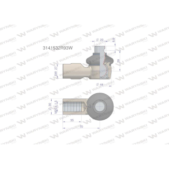 Przegub kierowniczy 70mm- M20x1,5 3141532R93 WARYŃSKI-20404