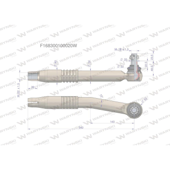 Przegub kierowniczy prawy 340mm - M22x1,5 F168300100020 WARYŃSKI-20442