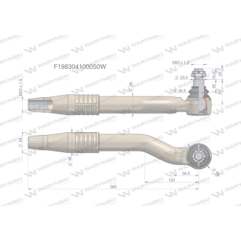 Przegub kierowniczy prawy M22x1.5 F1983041000500 WARYŃSKI-20481