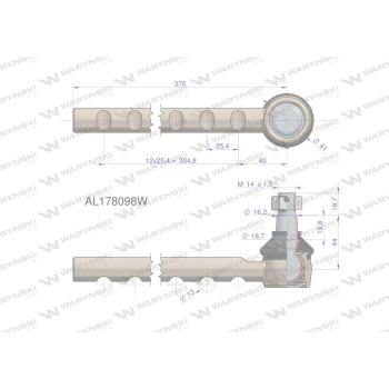 Przegub kierowniczy 370mm AL178098 WARYŃSKI-20506