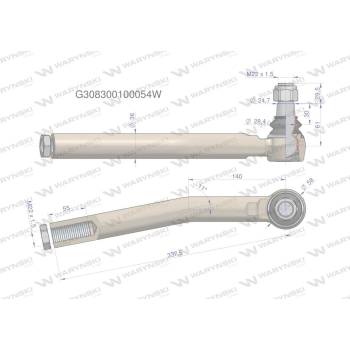 Przegub kierowniczy prawy M22x1.5 G308300100054 WARYŃSKI-20525