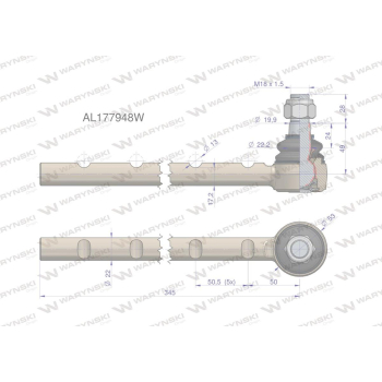 Przegub kierowniczy 345mm AL177948 WARYŃSKI-20527
