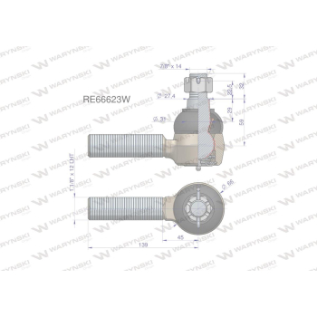 Przegub kierowniczy 139mm - 1 1/8