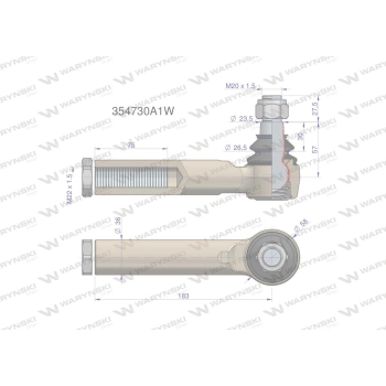 Przegub kierowniczy M22x1.5 354730A1 WARYŃSKI-20554