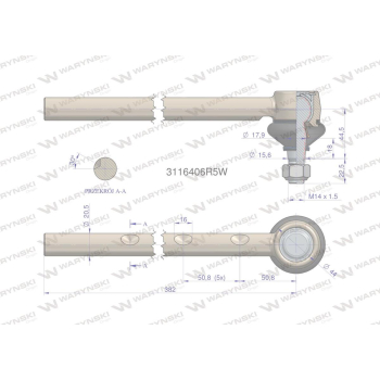 Przegub kierowniczy 382mm 3116406R5 WARYŃSKI-20695