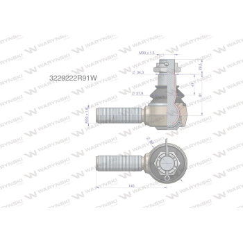 Przegub kierowniczy 140mm - M30x1,5 3229222R91 WARYŃSKI-20716