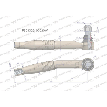 Przegub kierowniczy prawy M22x1.5 F308300100020 WARYŃSKI-20742