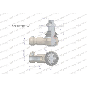 Przegub kierowniczy 122mm - M24x1,5 3229223R91 WARYŃSKI-20768