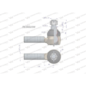 Przegub kierowniczy 139mm - 1 1/8