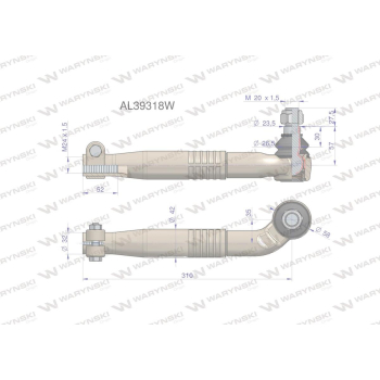 Przegub kierowniczy prawy 310mm - M24x1,5 AL39318 WARYŃSKI-20854