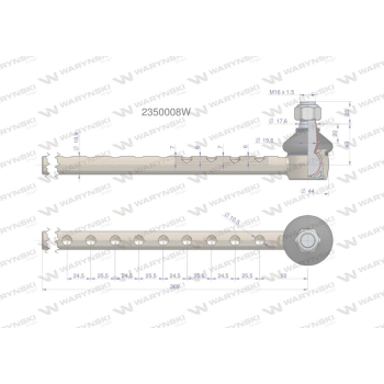 Przegub kierowniczy 369mm 2350008 WARYŃSKI-20877