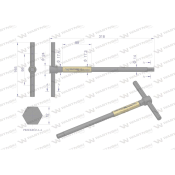 Klucz T ze spinnerem HEX 12 mm Waryński-21036