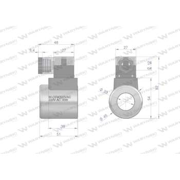 Cewka dzielnika elektrozaworu W-E38DVS6/2. W-E12DVS6/2  220V AC 30W Waryński-21046