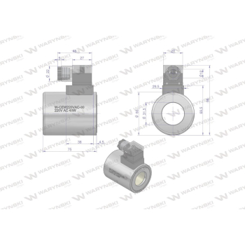 Cewka dzielnika elektrozaworu W-E12DVS6/2-80L. W-E12DVS3/2-80L  220V AC 48W Waryński-21054