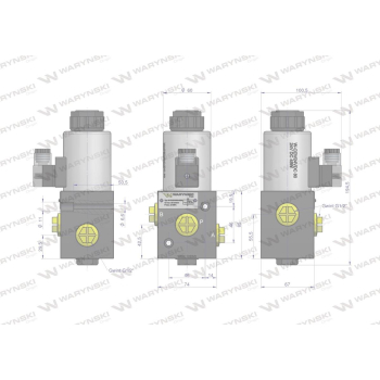 Elektrozawór 3-drogowy elektromagnetyczny kontroli 3/2 W-E12DVS3/2-80L G1/2