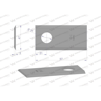 Nóż. nożyk kosiarka 97X47X3mm otwór 21 zastosowanie 152147607 SIP WARYŃSKI-21164