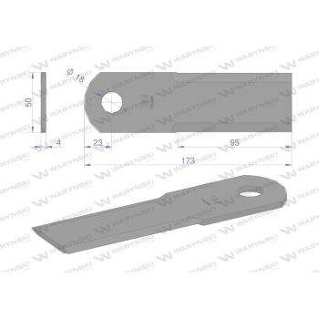 Nóż obrotowy rozdrabniacz słomy sieczkarnia 173x50x4mm otwór 18 zastosowanie 746813 New Holland WARYŃSKI-21366