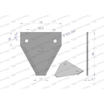Nóż żniwny 80x76x2.7mm otwór 6.3 zastosowanie 87728899 New Holland WARYŃSKI-21368