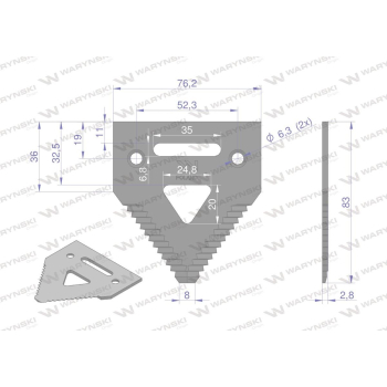 Nóż żniwny 83x76x3mm otwór 6.5 zastosowanie H207930 Schumacher WARYŃSKI-21409