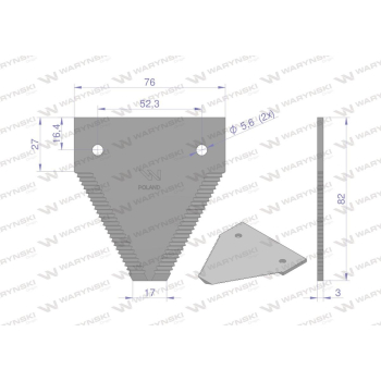 Nóż żniwny 82x76x2.8mm otwór 5.5 zastosowanie D44100000N Case-IH Massey Ferguson WARYŃSKI-21419