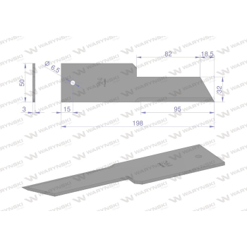 Nóż stały rozdrabniacz słomy sieczkarnia 198x50x3mm otwór 6.5 zastosowanie Z59020 280900Z John Deere WARYŃSKI-2145
