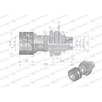 Szybkozłącze hydrauliczne gniazdo long z eliminatorem ciśnienia M22x1.5 gwint zewnętrzny EURO (504900) (9199822G/ST)