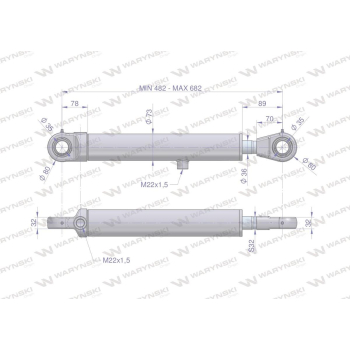 Cylinder hydrauliczny - siłownik dwustronny CJ2F-63/36/200 (90 stopni) Waryński-21630