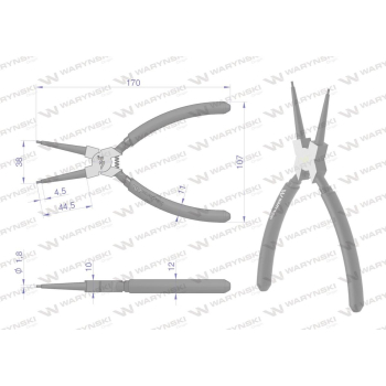 Szczypce do pierścieni osadczych segera 180 mm wewnętrzne proste Waryński-21750