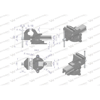Imadło ślusarskie z żeliwa sferoidalnego obrotowe 125 mm Waryński-22094