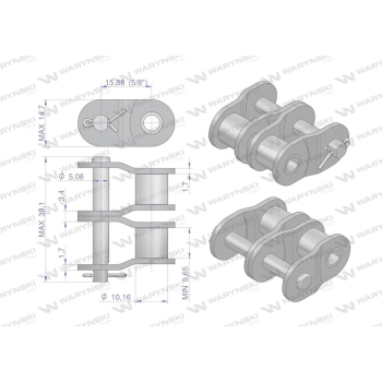 Półogniwo łańcucha prosta płytka P10B-2  Waryński-22165