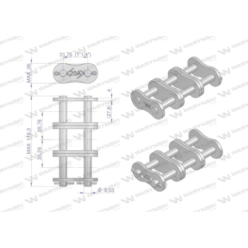 Zamek łańcucha wzmocnionego Z20A-3 ANSI A 100  Waryński-22189
