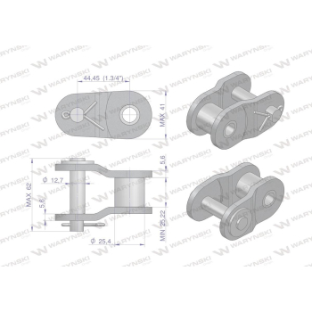 Półogniwo łańcucha wzmocnione P28A-1 ANSI A 140 (R1 1.3/4) Waryński-22265