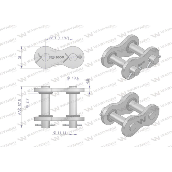 Zamek łańcucha z oringiem ANSI A 120 (R1 1.1/2) Waryński-22297