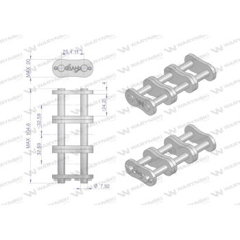 Zamek łańcucha przemysłowego Z16AH-3 ANSI A 80H  Waryński-22331