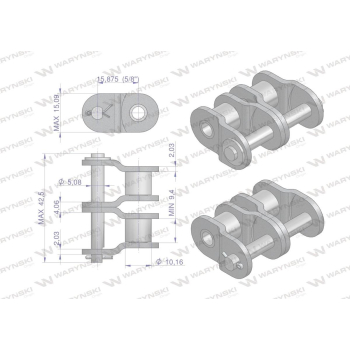 Półogniwo łańcucha wzmocnione P10A-2 ANSI A 50  Waryński-22386