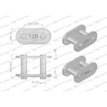 Zamek łańcucha prosta płytka Z12B-1  Waryński-22421
