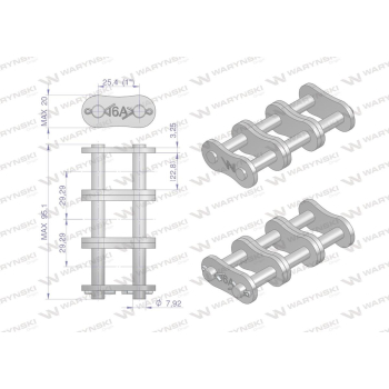 Zamek łańcucha wzmocnionego Z16A-3 ANSI A 80  Waryński-22438