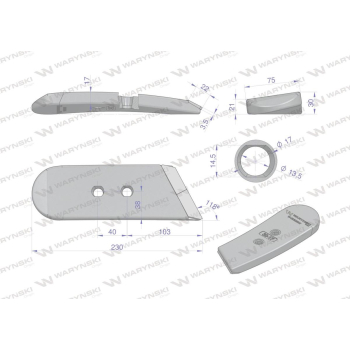 Dłuto. nakładka lemiesza lewa zastosowanie Kverneland z węglikiem wolframu WARYŃSKI MAXX-22824
