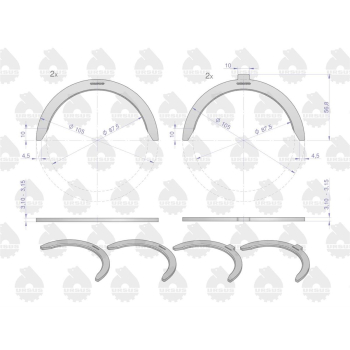 Komplet półpierścieni N-0.40 (II szlif) 42013991 C-330 ORYGINAŁ URSUS-22847