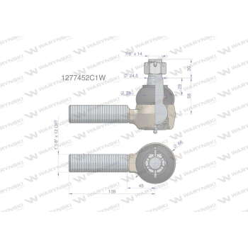 Przegub kierowniczy 1.1/8' L 1277451C1 WARYŃSKI-22906