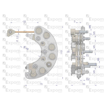 Prostownik alternatora 9515672EX C-385 Nowy Typ EXPOM KWIDZYN eu-23528