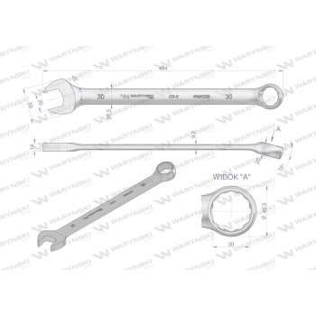 Klucz płaskooczkowy extra długi 30mm dł 404mm standard ASME B107.9M  Waryński-23552