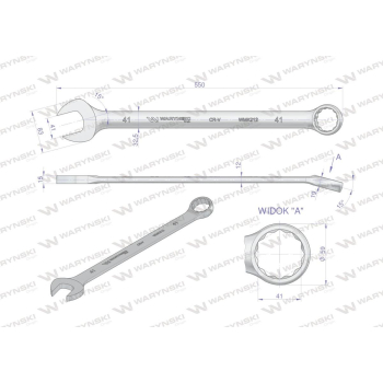 Klucz płaskooczkowy extra długi 41mm dł 550mm standard ASME B107.9M  Waryński-23561