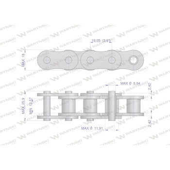 Łańcuch rolkowy L12A1-38PZ zastosowanie Claas 686200. 686200.0. 0006862000 Waryński-24265