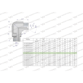 Kolanko hydrauliczne nastawne calowe BB 1/2" x 1/2" BSP z regulacją Waryński