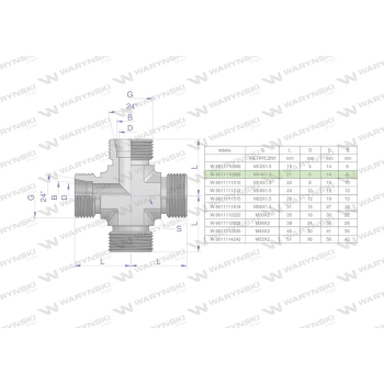 Czwórnik hydrauliczny metryczny BBBB M14x1.5 08L Waryński