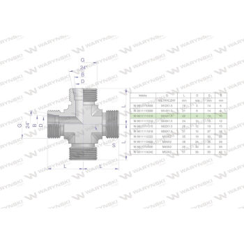 Czwórnik hydrauliczny metryczny BBBB M16x1.5 10L Waryński