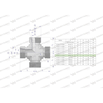 Czwórnik hydrauliczny metryczny BBBB M26x1.5 18L Waryński