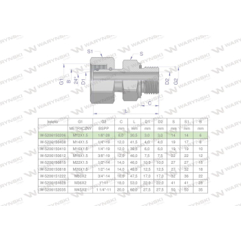 Przyłączka hydrauliczna AB  M12x1.5 06L x 1/8" BSP ED Waryński